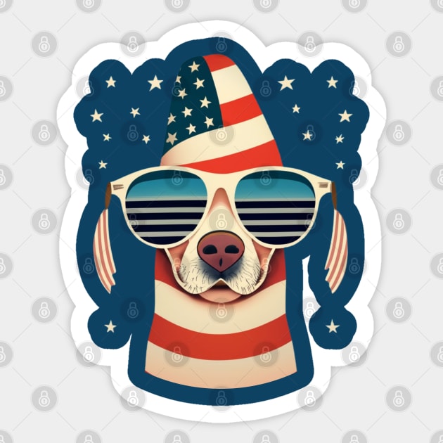 Dog With USA Flag Sunglasses Sticker by SOS@ddicted